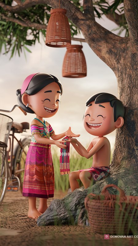 เด็กชายและเด็กหญิงในชุดไทย