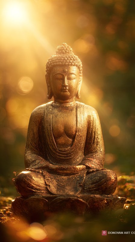 Golden Serenity Buddha Statue in Spiritual Light