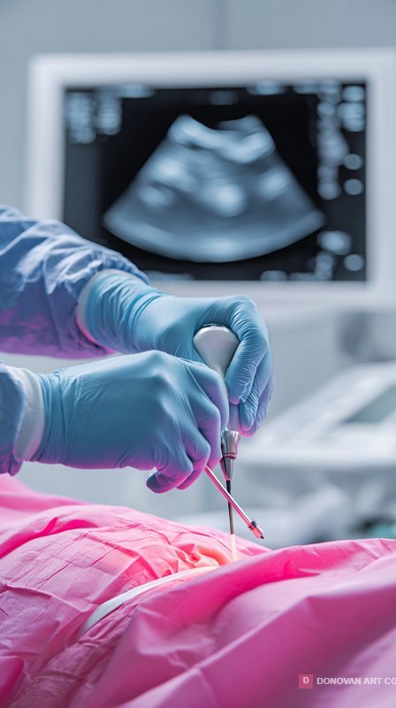 Advanced Ultrasound Guided Medical Procedure Close-up