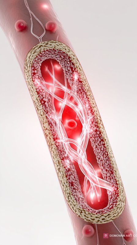 Futuristic Medical Cross-Section of Glowing Human Artery