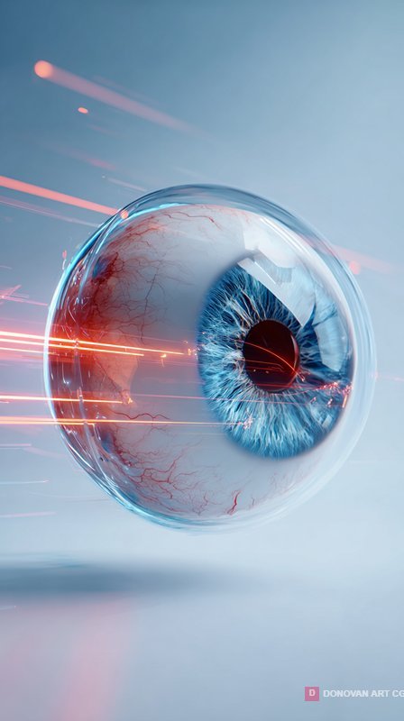 Futuristic Cybernetic Eye with High-Speed Light Streaks