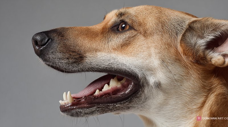 Majestic Golden Shepherd Portrait Side View