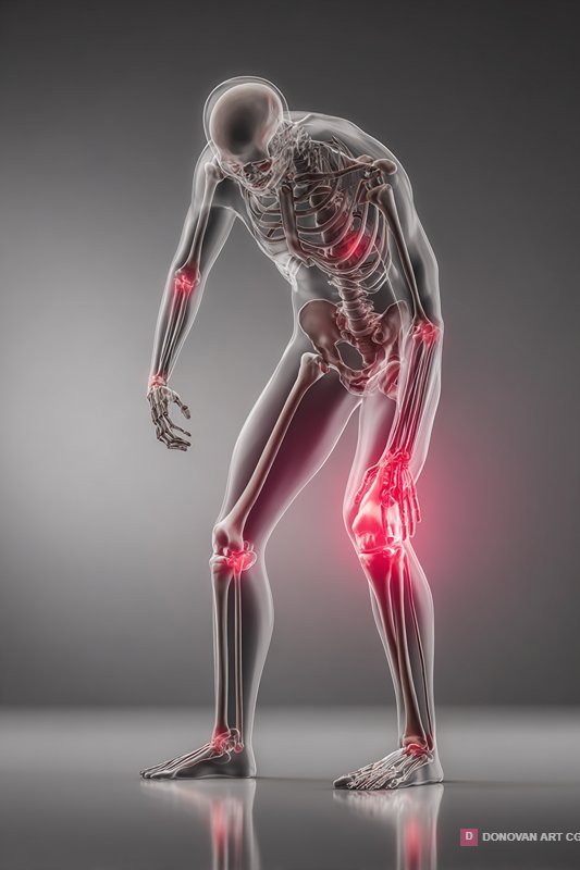 Futuristic Male Athlete Joint Pain Medical Illustration