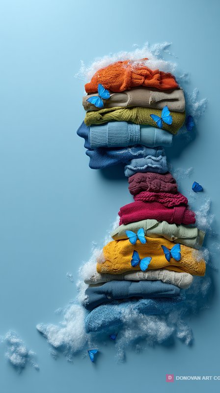 Surreal Silhouette of Colorful Folded Clothes