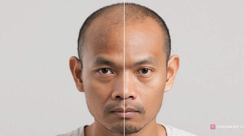 Split Portrait of a Southeast Asian Woman: Youth and Aging