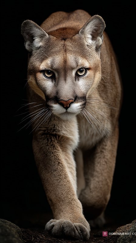 Powerful Mountain Lion Prowling in Shadows