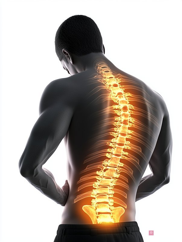 Man with Glowing Spine Back Pain Illustration