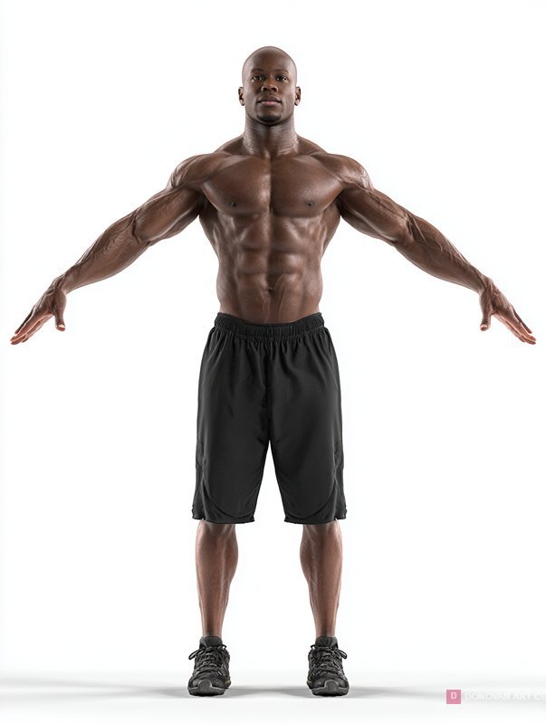 3D Athletic Male Body Model in A-Pose