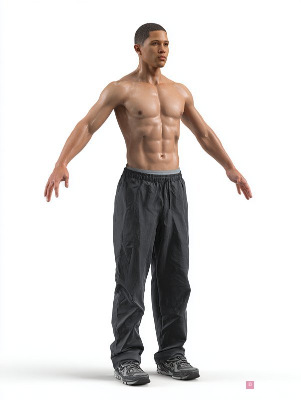 3D Fit Male Character Model in A-Pose