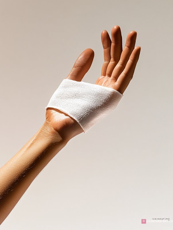 Minimalist Injured Hand with White Bandage