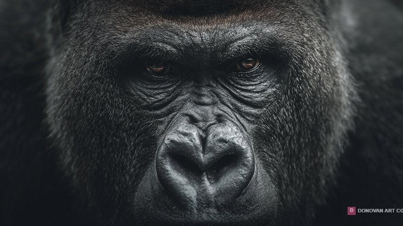 Majestic Symmetrical Silverback Gorilla Close Up