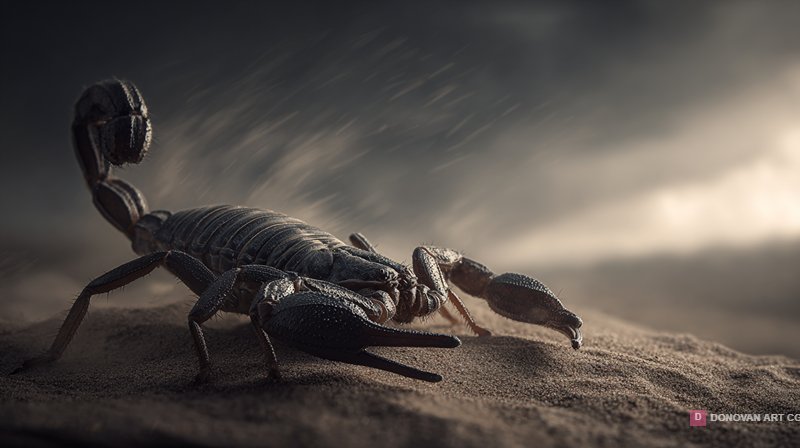 Cinematic Desert Scorpion in Sandstorm