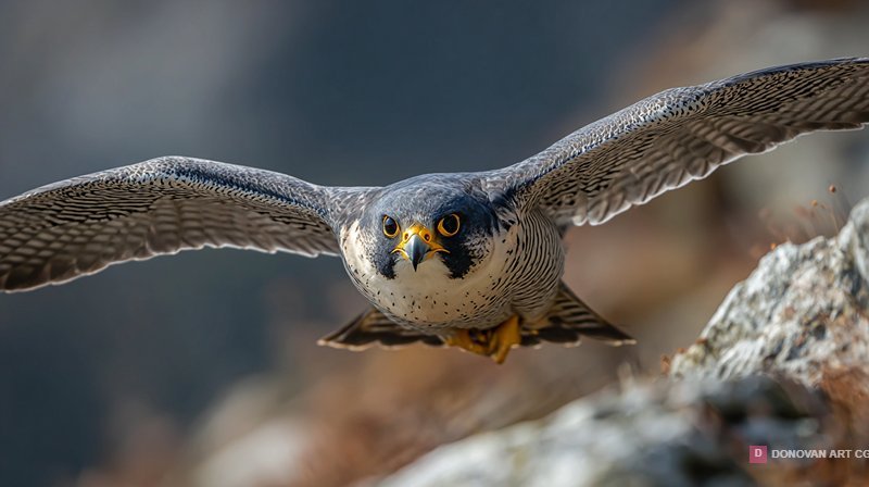 Epic Flying Peregrine Falcon Action Shot