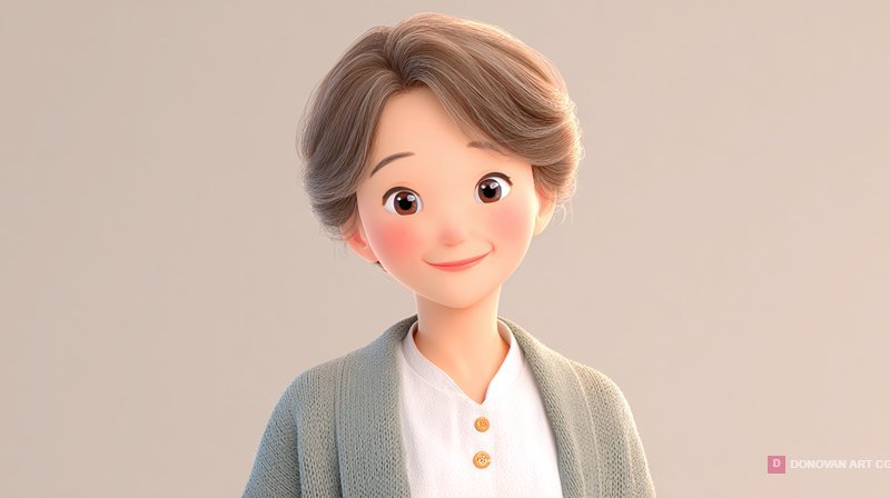 ตัวละครการ์ตูนหญิงน่ารักในสไตล์โมเดิร์น