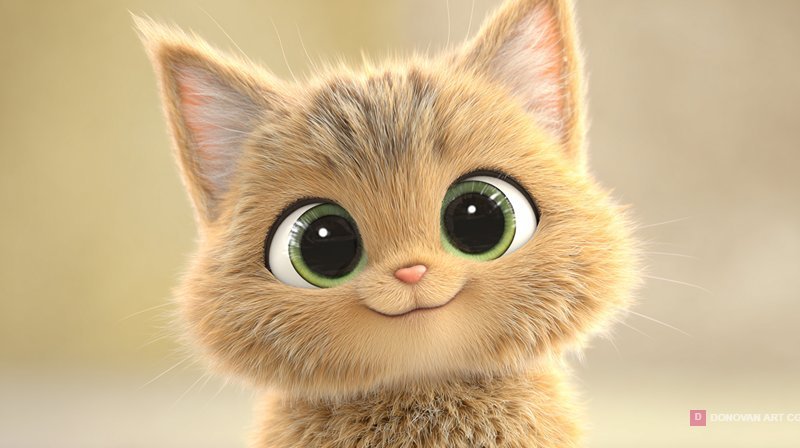 แมวน้อยน่ารักในสไตล์การ์ตูน