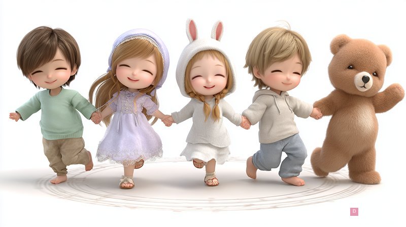 เด็กน้อยน่ารักกับตุ๊กตาหมี
