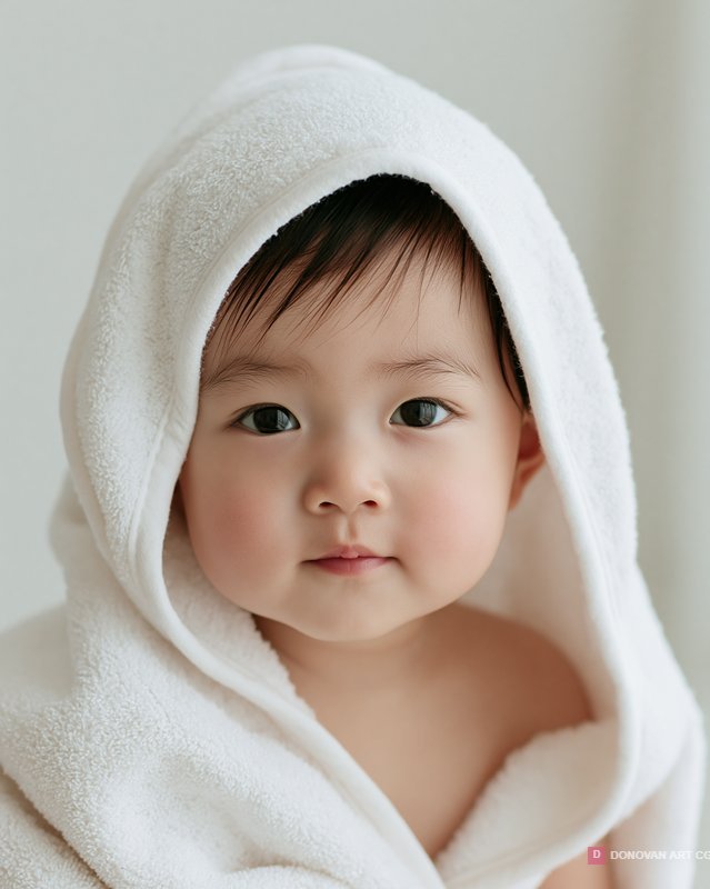 เด็กทารกในผ้าขนหนูขาวนุ่ม