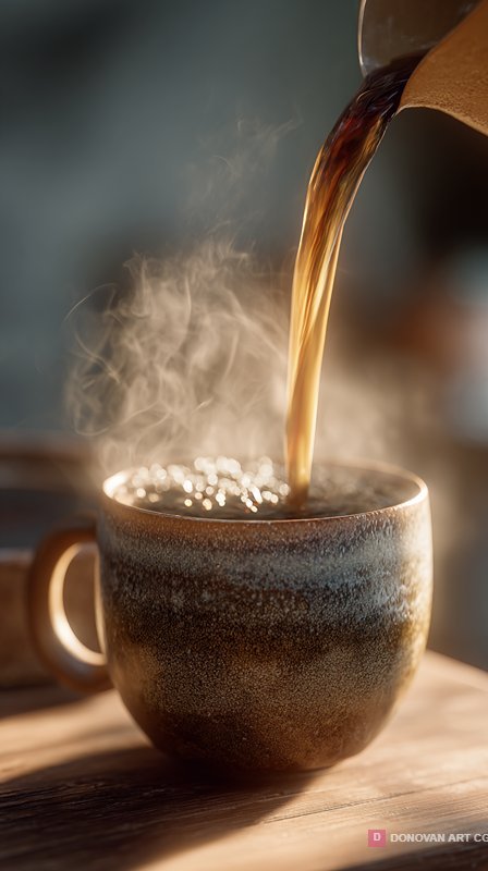 กาแฟร้อนในถ้วยเซรามิก