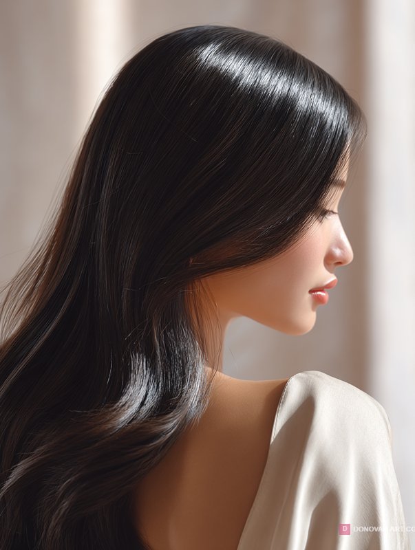 ภาพถ่ายเส้นผมสวยงามและเงางาม