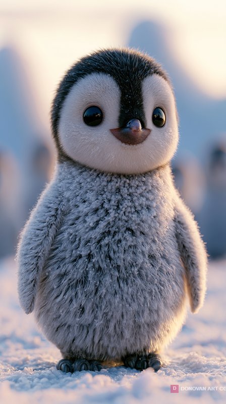 เพนกวินน่ารักในฤดูหนาว