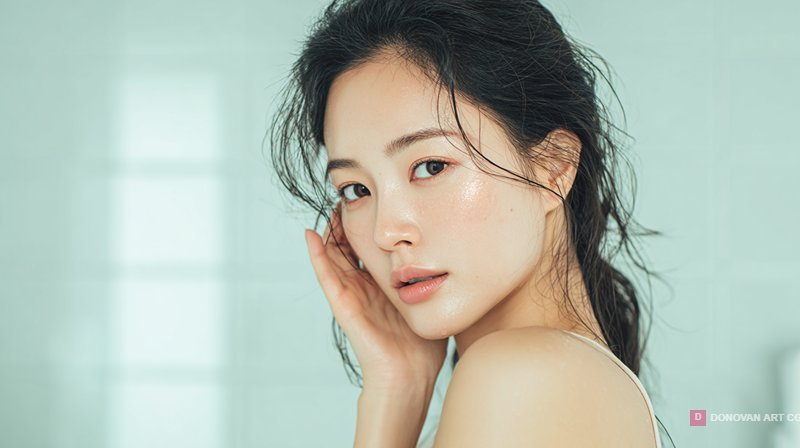 หญิงสาวสวยในห้องน้ำ