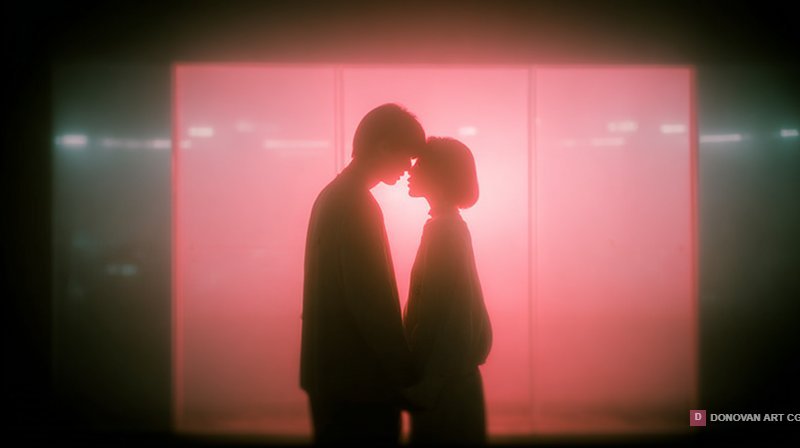 คู่รักในแสงสีชมพูสุดโรแมนติก