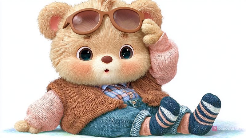 หมีน้อยน่ารักในแว่นกันแดด