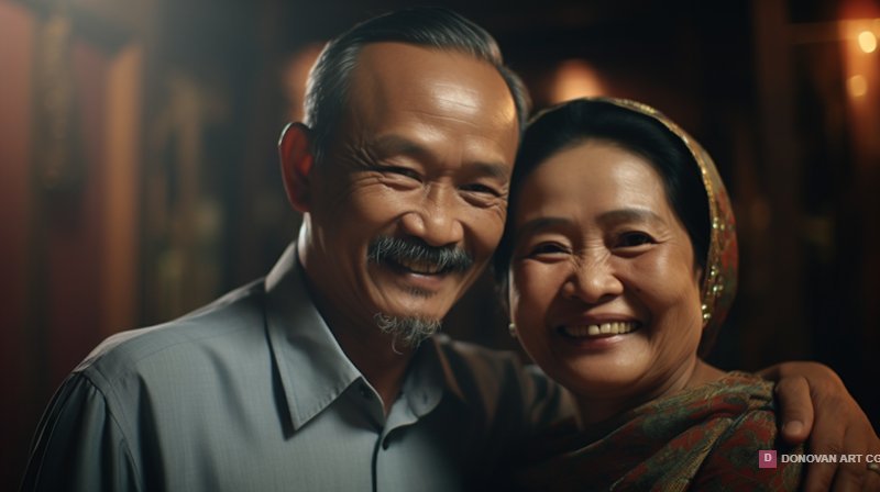 คู่รักสูงวัยที่มีความสุข