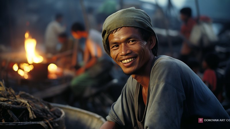 ชายยิ้มในตลาดกลางคืน