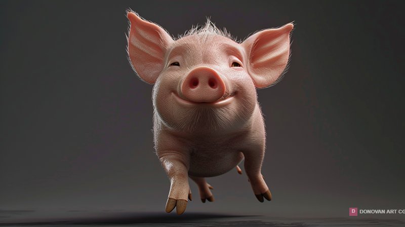 หมูตัวน้อยน่ารักกระโดด