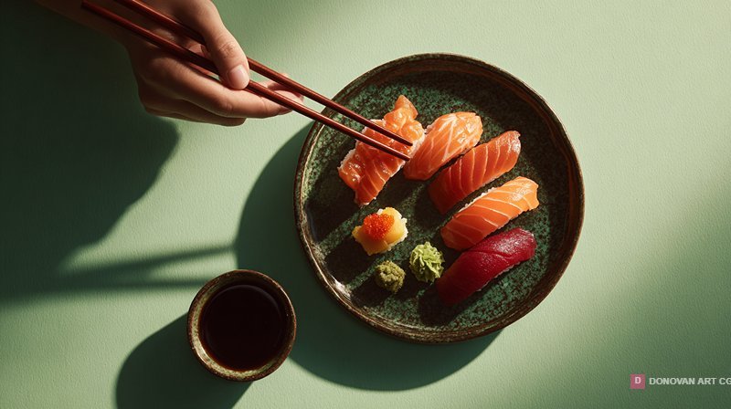 ซูชิสดใหม่พร้อมน้ำจิ้ม