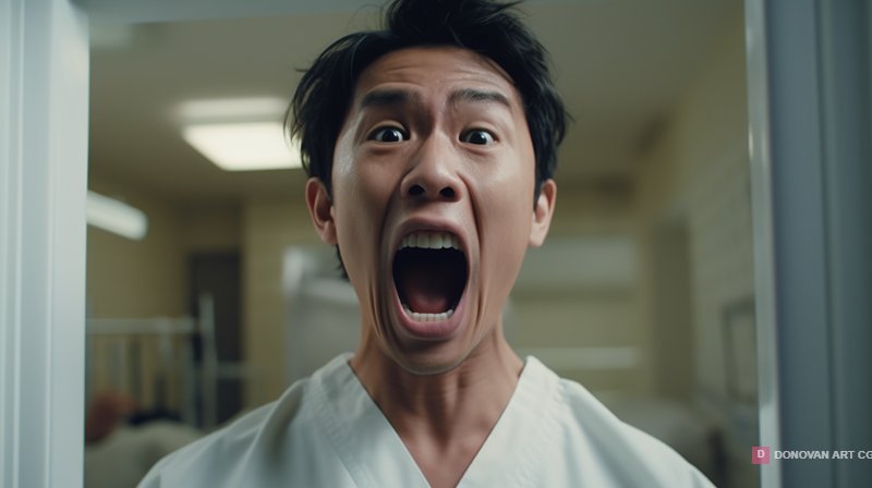 ชายหนุ่มตะโกนในห้องโรงพยาบาล