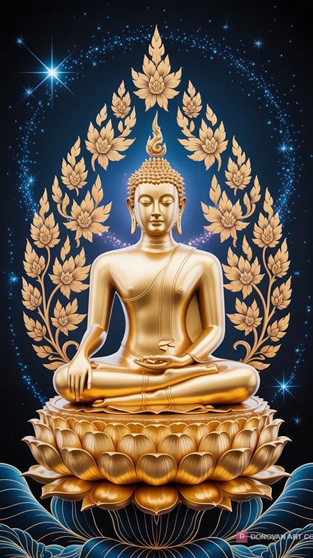 พระพุทธรูปทองคำบนดอกบัว
