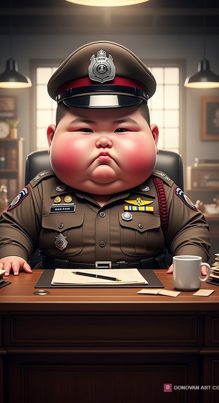 ตำรวจการ์ตูนสุดน่ารักในสำนักงาน