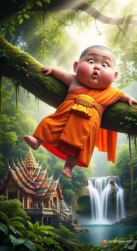 เด็กน้อยพระสงฆ์ในป่าเขียวชอุ่ม