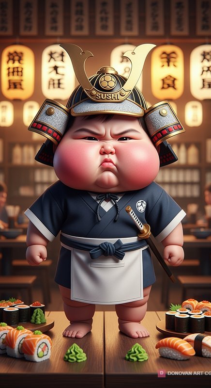 ซูชิซามูไรน่ารักในร้านอาหาร