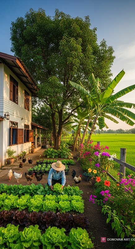 สวนผักออร์แกนิกในชนบท