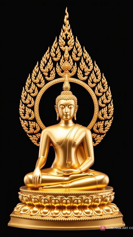 พระพุทธรูปทองคำประดับลวดลายสวยงาม