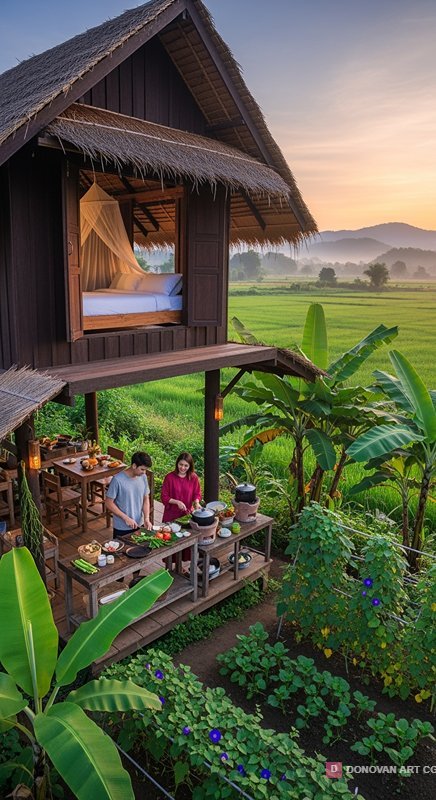 บ้านพักตากอากาศในธรรมชาติพร้อมทำอาหาร