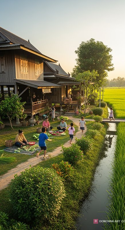 บรรยากาศชนบทไทยในฤดูเก็บเกี่ยว