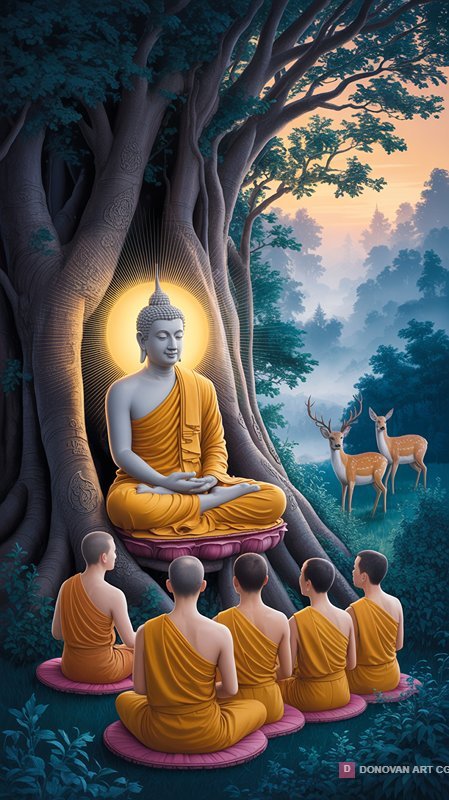 พระพุทธรูปและพระสงฆ์ในป่า
