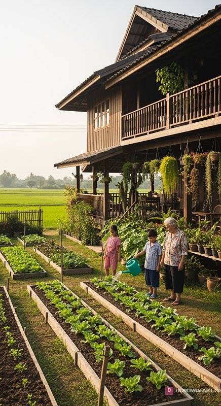 บ้านสวนสวยพร้อมสวนผักสดชื่น