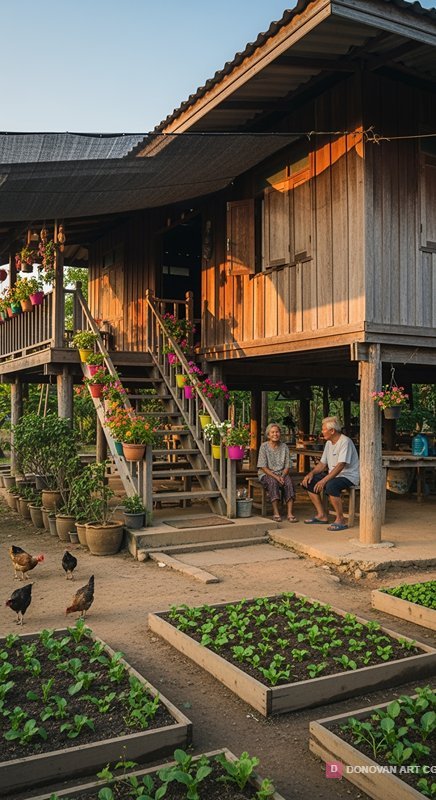 บ้านสวนไทยเก่าแก่และชีวิตชนบท