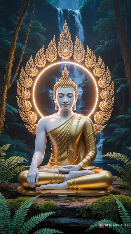พระพุทธรูปทองคำในธรรมชาติสวยงาม