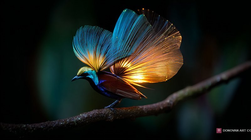 นกที่มีขนหางสวยงามในธรรมชาติ