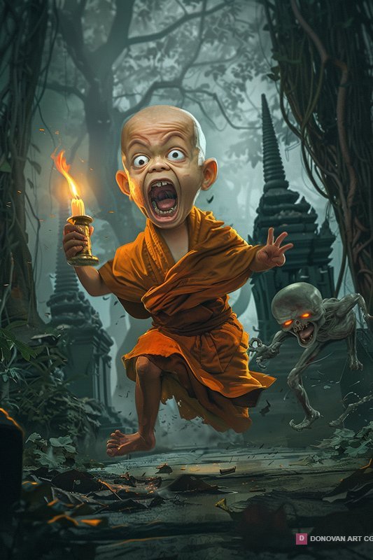 เด็กวัดวิ่งหนีผีในป่า