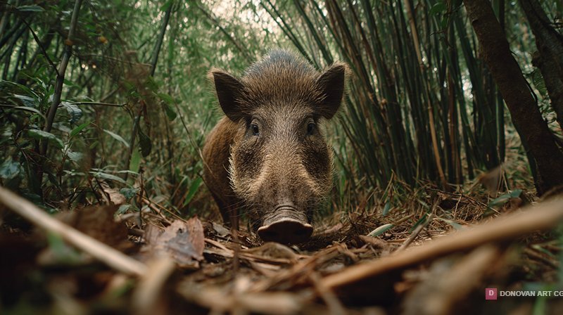 หมูป่าในป่าไผ่
